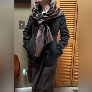 Brown Hood Jacket with black embroidered flowers